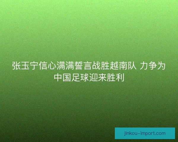 张玉宁信心满满誓言战胜越南队 力争为中国足球迎来胜利